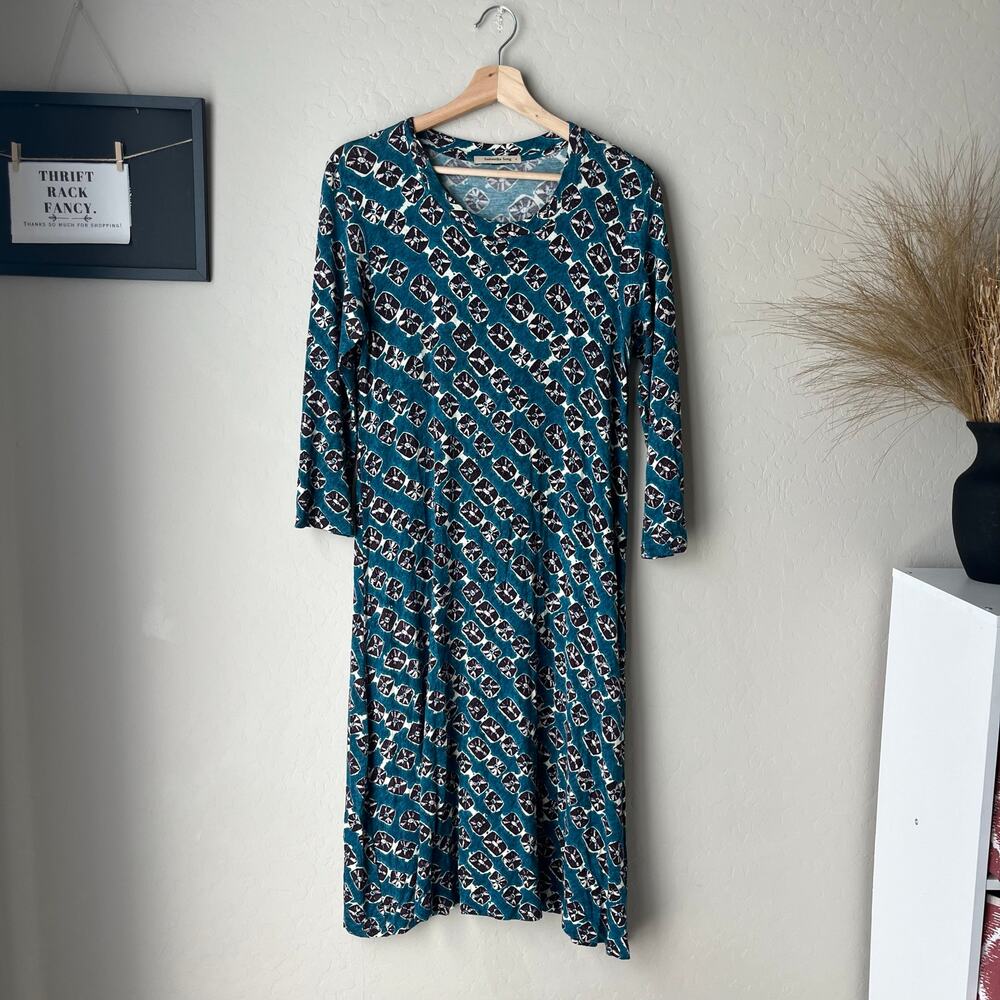 Samantha Sung Dress Long Sleeve Graphic‎ Print Knee Length Minidress Blue Size 8